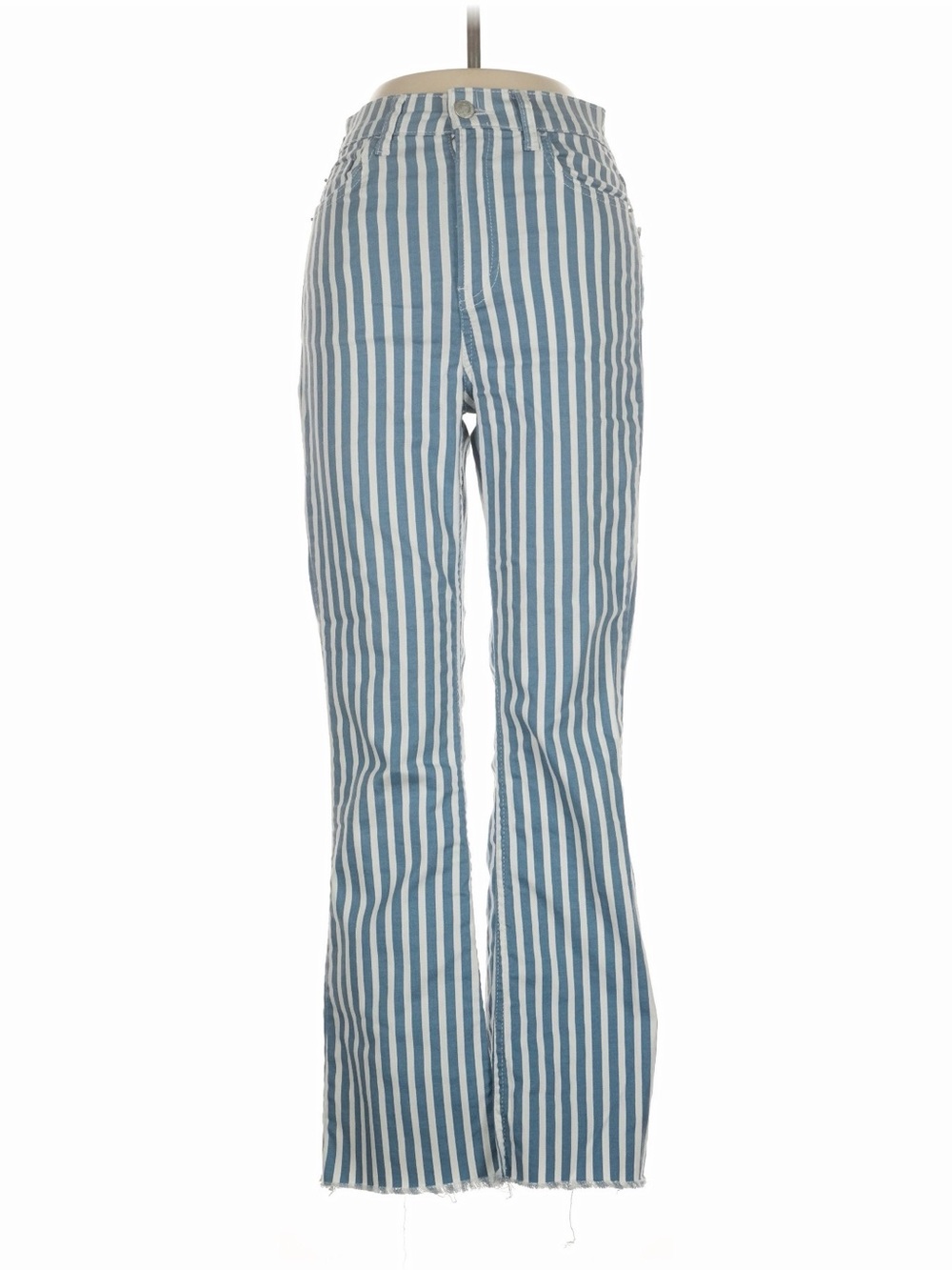 Stradivarius 2 Striped High-Waist Flared Pants - Blue & White